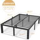 Superay 14 Inches Bed Frame Queen Size, Heavy Duty Metal Platform Bed Frame No Box Spring Needed, Easy Assembly, Noise Free Bedframes with Mattress Slide Stopper