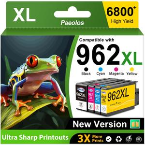 962 962XL Ink Cartridges Combo Pack Latest Chip for HP 962XL Ink Cartridges Combo Pack for HP962XL for HP Ink 962 for HP Officejet Pro 9010 9015 9020 9018 9025 Printer Black Cyan Magenta Yellow, 4Pack