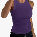 GEMBERA Womens Sleeveless Racerback High Neck Casual Basic Cotton Ribbed Fitted Tank Top, Size S