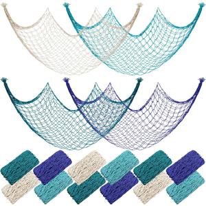 4 Pack Natural Fish Netting Decorative 80 x 40 Inch Fish Net Decorations for Pirate Party Ocean Beach Wall Hanging Decoration Nautical Sea Party Decorations Photo Picture(Novel Color)