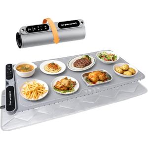 Large Food Warming Tray with Adjustable Timer & Temperature Control | 31.5" Buffet Warmer Mat with Safety Lock & Heatproof Pad