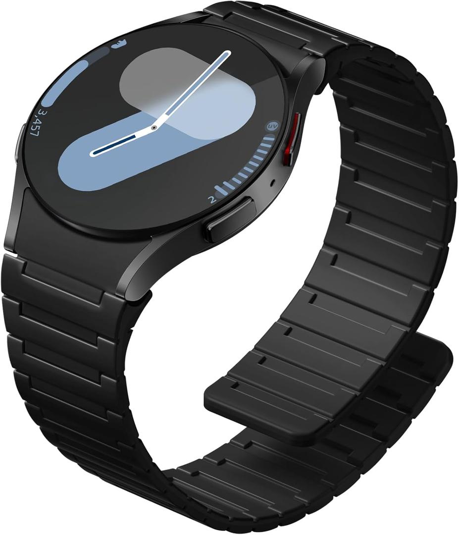 SNBLK Magnetic Band Compatible with Samsung Galaxy Watch 7 6 5 4 Active 2 FE 40mm 44mm/Watch 6/4Classic/5 Pro 45mm/Watch 3, No Gap 20mm Magnet Silicone Sport Strap for Samsung Watch Bands Men Women (Black)