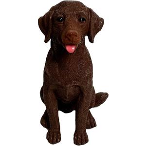 Sitting Dog Figurine Statue | Labrador Retriever | German Shepherd | Golden Retriever | French Bulldog | Rottweiler  (Chocolate Labrador Retriever)