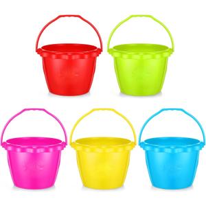Yinder 5 Packs Sand Buckets, 6.5 in Rum Buckets Plastic Bucket Pails Toys for Pool Summer Beach Party Favors
