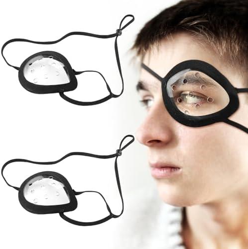 Geiserailie 2 Pack Eye Shield 9-Hole Eye Shield with Adjustable Strap Eye Shield After Cataract Surgery Transparent Ventilated Eye Protections for Eye Surgery Covering Eye Protection