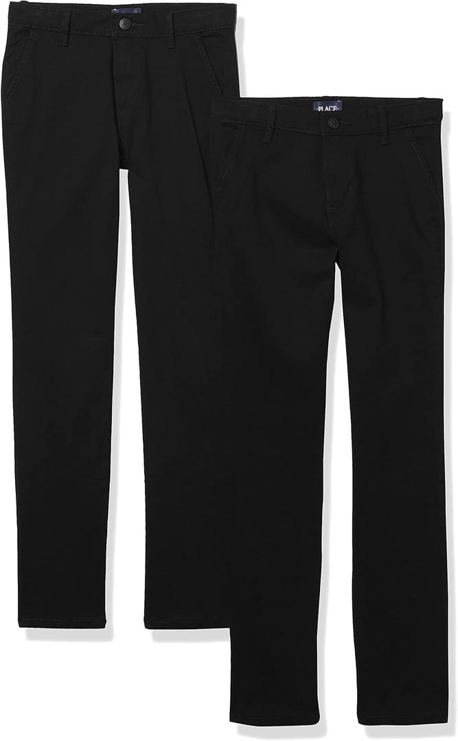 The Childrens Place Girls Stretch Skinny Chino Pants, Multipacks (5 Slim, Black 2 Pack)