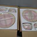 Sweejar 24 Piece Dinnerware Sets for 8, Porcelain Plates and Bowls Set for Kitchen, Housewaring Gift, Chip and Scratch Resistant, Easy Cleaning Dishes Set, Stack Compactly Dishware, Pink