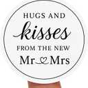 120 x Hugs and Kisses from The New Mr and Mrs Stickers, Wedding Thank You Favor Stickers, 1.6" Round Bridal Shower Candy Favor Labels (White)