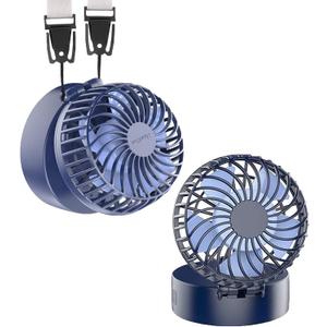 HandFan Mini Necklace Fan with Portable Charger/Makeup Mirror, Personal Hanging Neck Fan Rechargeable, Hands-Free Battery Operated Wearable Fan for Travel Outdoor Makeup(Blue) (A-Blue)
