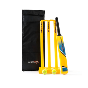 SPORTAXIS Premium Backyard Cricket Set - Beach Cricket - Set Includes 1 Bat, 2 Balls, Stumps with Stand & Bails - Comes with Carry Bag - Perfect for Outdoor Sports & Beach Play