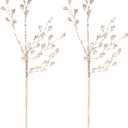 2Pcs Acrylic Bead Drop Crystal Flower Stem Branches Artificial Bouquet Floral Picks for Wedding DIY Crafts Christmas Tree Decorations (11.8 inch)