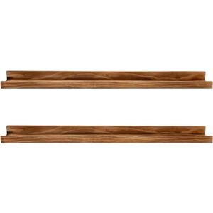 AZSKY 48 Inches Long Wood Photo Picture Ledge Shelf with Lip Floating Shelves for Nursery Books Set of 2 Rustic Wall Shelf for Kids Bedroom Office Bathroom Living Room Frames (Burnt)