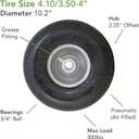 Marathon 20011 Pneumatic 4.10/3.50-4 Tire and Wheel Assembly, Replacement Hand Truck and Utility Tire