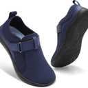 Spesoul Wide Womens Walking Shoes Adjustable Diabetic Shoes Breathable Zero Drop Barefoot Shoe Neuropathy Edema Nursing Shoe Wide Width Sneakers, size 43 (Blue)