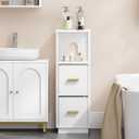 Hzuaneri Bathroom Storage Cabinet, 3-Tier Small Floor Cabinet with Adjustable Fabric Drawers, Multifunctional Corner Unit, Storage Organizer Rack Stand for Bathroom, Living Room, White BC17203W