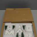 Ceramic White Christmas Village Houses, 3Pcs Light Up Small Porcelain Village House with 6Pcs Christmas Trees, LED Lighted Tabletop House Figurines for Home Decor, Winter Holiday DIY, Gift