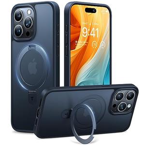 TORRAS Ostand for iPhone 16 Pro Max Case, [Fit for MagSafe][Shockproof Military Grade][Sturdy Kickstand & Ring Holder] Translucent Slim Magnetic Phone Case for iPhone 16 Pro Max 6.9" 2024, Black