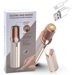 Facial Hair Remover for Women  Electric Face Razor with Light, Hair Removal for Upper Lip, Chin & Cheeks  Color Champagne