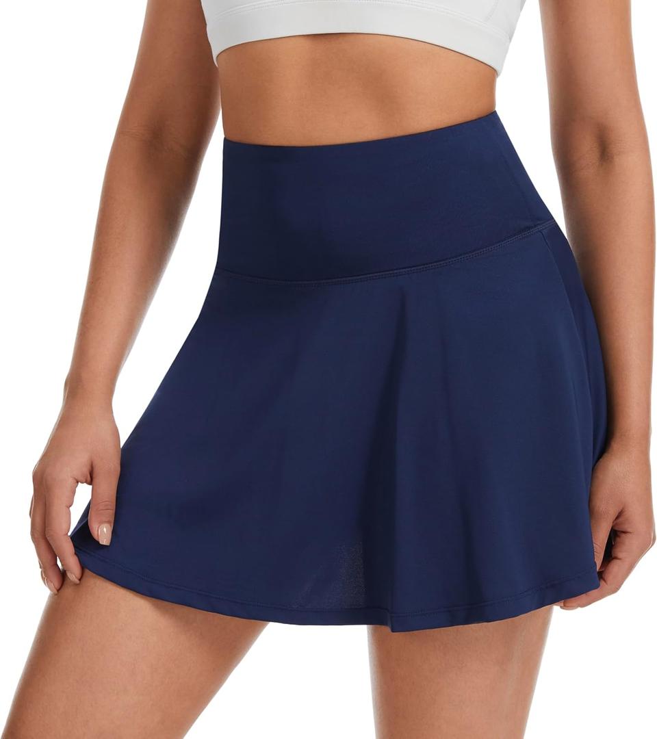 Womens Tennis Skirts with Shorts High Waisted Pleated Running Casual Pickleball Golf Skirts with Pockets M