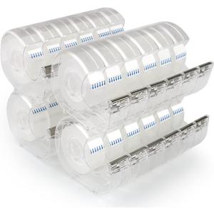 24 Pcs Transparent Tape with Dispenser, 0.7 in x 1000 in Clear Tapes and Refillable Dispensers, Office Tape Rolls with Dispenser Bulk for Craft Jobs, Gift Wrapping, Repairing, Home and School