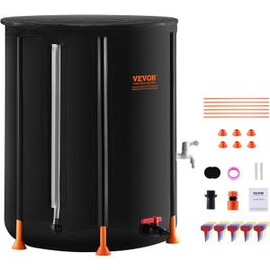 VEVOR Collapsible Rain Barrel, 53 Gallon/201 L Portable Rain Water Collection Barrel, PVC Rainwater Collection System with Spigots and Overflow Kit, Water Barrel for Garden Water Catcher