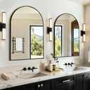 Vanity Bathroom Mirror for Wall, 2 Pack 30"x20" Arched Bathroom Mirror for Over Sink, Arched Metal Frame for Bedroom, Living Room, Entryway, Hanging or Leaning, Black