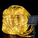 200 LED Solar Rope Lights Outdoor, 66FT Solar String Lights Indoor Waterproof Solar Powered Trampoline Light Clear Tube Pool Light for Camping Fence Yard Walkway Path Garden Outside Decor(Warm White)