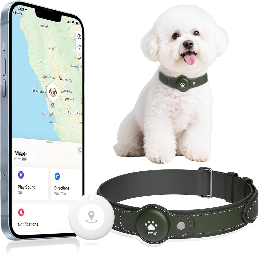 GPS Tracker for Dogs, 2 in 1 Smart Pet Collar (Only iOS), No Monthly Fee Waterproof Dog Collar with Real-time Tracking, Anti-Lost, 365-Day Long Battery GPS Tracker for All Sized Dogs(Locator Included)
