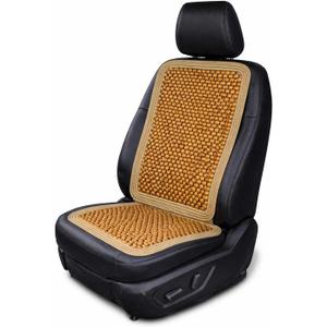 VaygWay Wood Beaded Comfort Seat Cushion Seat Cover Wooden Beaded Car Seat Cover Natural Wood Double Strung Beads Massage Comfort Car Chair Cushion Universal SUV Auto Office Home