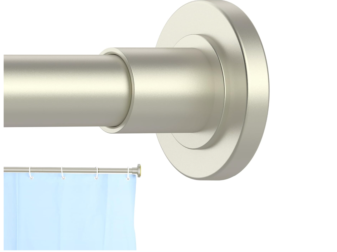 CorkLatta Brushed Nickel Shower Curtain Rod 31 to 80 Inch, 1 Inch Diameter Adjustable Spring Tension Stainless Steel Telescoping Rod, Easy Install, No Rust