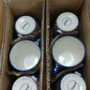 Elama Declan 12 Ounce Assorted Design Stoneware Mug Set in Blue and White, 6 Piece Set