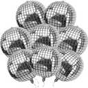 GOER Big Silver Disco Ball Balloons - Pack of 8, Disco Party Decorations | 4D Sphere Balloons for Bachelorette Party | New Year Eve Graduation Decorations