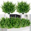 Sggvecsy Artificial Flowers for Outdoors 24 Bundles UV Resistant Boxwood Shrubs Artificial Eucalyptus Fake Plants Faux Plastic Greenery for Farmhouse Garden Indoor Outdoor Home Wedding Decoration