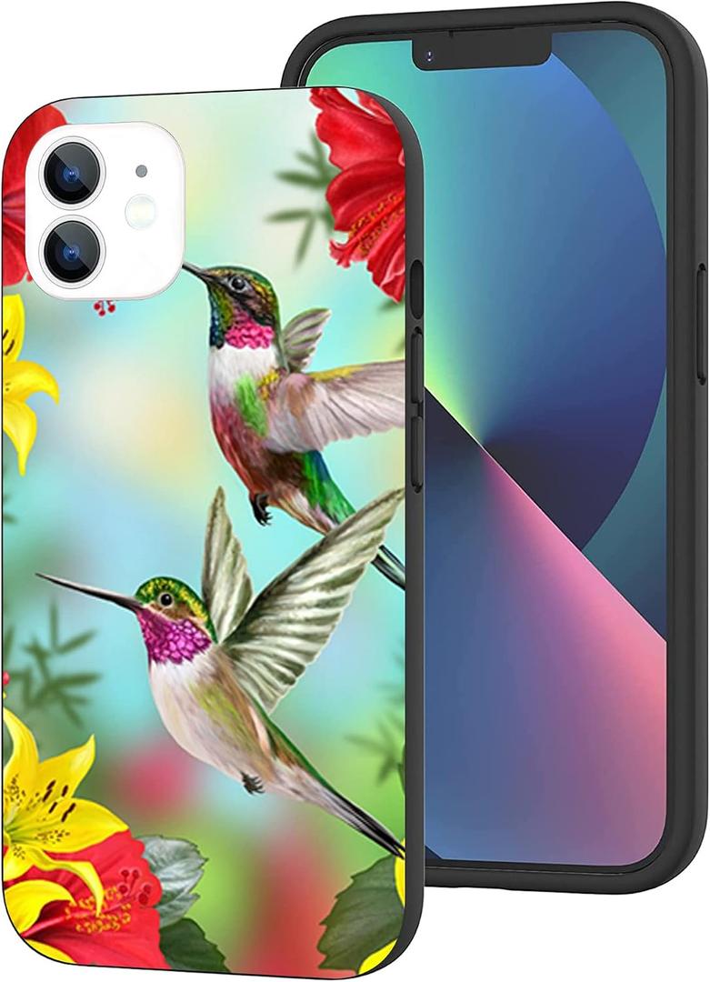 Fashion Case for iPhone 11, Cute Hummingbirds Gather Honey Shockproof Clear Design Pattern Slim Soft Protective Case
