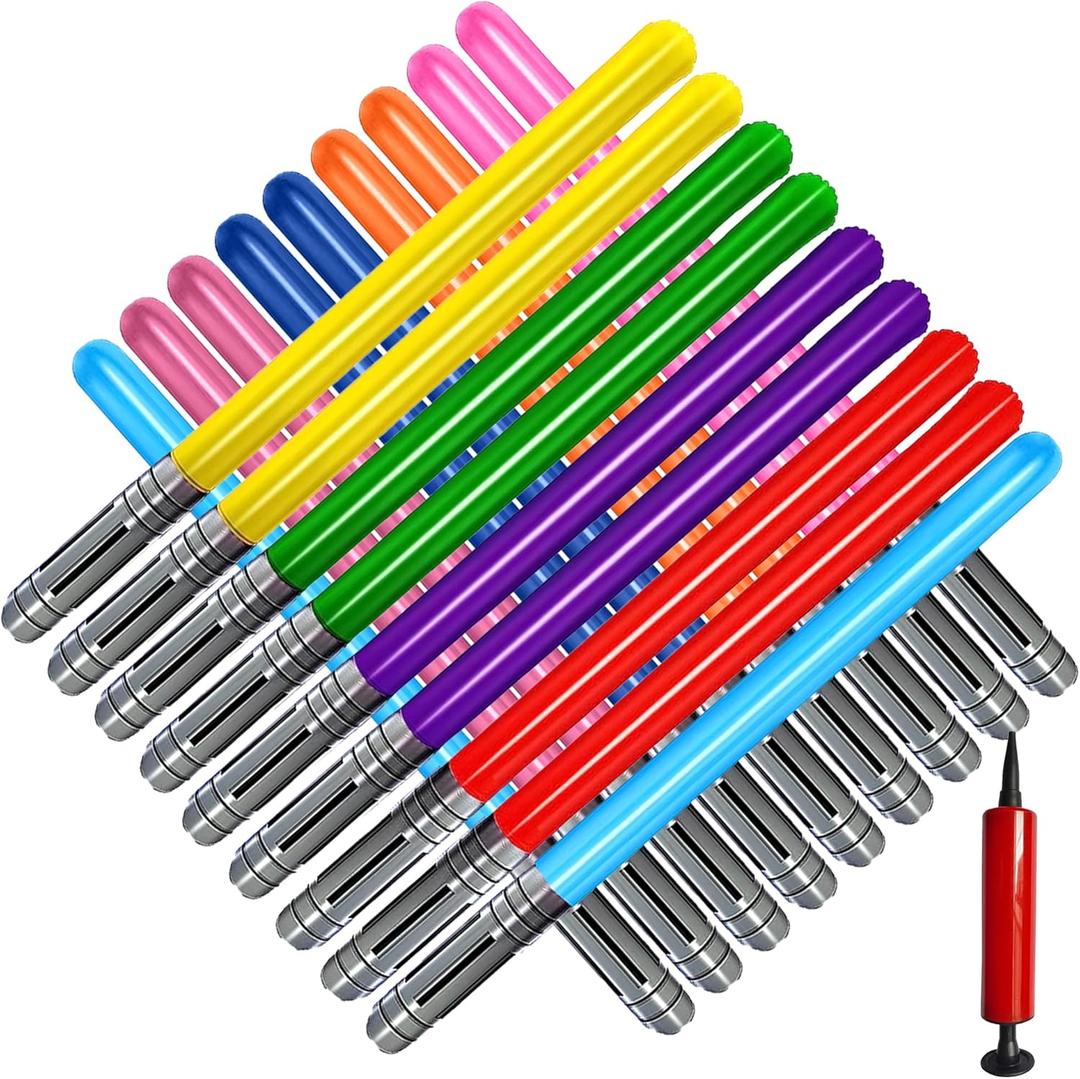 18 Pcs Inflatable Light Sabers - 5 Vibrant Colors, 35 Inch Inflatable Lightsaber Swords Toys with Air Pump - Perfect for Party Favor, Halloween, Role Play & Kids Costume Accessories