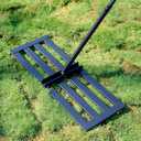 Lawn Leveling Rake, 30 x 10 in Stainless Steel Levelawn Tool with 78 in Adjustable Handle, Heavy Duty Yard Leveler for Soil, Sand, Compost, Backyard, Garden and Golf Course (Green)