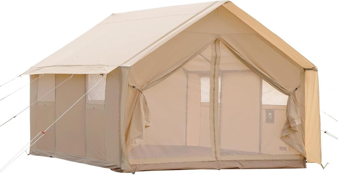 Cotton Canvas Wall Tent with Rain Canopy Waterproof Outdoor Tent for Hunting Family 4 Season Camping Tent Heavy Duty Steel Frame&PVC Floor | Cotton Canvas, Rain Canopy, Waterproof, Outdoor Tent, Hunting, Family, 12.1ft * 10.2ft * 8.3ft