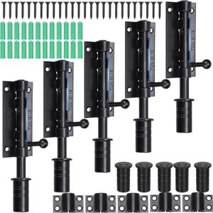 Tandefio 5 Pack 6.3 Inch Slide Bolt Gate Latch with Padlock Hole 304 Stainless Steel Barrel Bolt Latch Heavy Duty Door Security Lock Thickened Door Hardware for Barn Fence Shed Yard