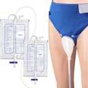 Wearable Urine Collector Set with Silicone Capsule and Breathable Fixing Pants with 1000ml and 2000ml Urine Bags with Adjustable Waist Strap for Comfortable Daily Use, Elderly Blue