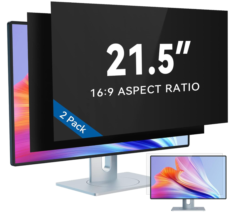 IPROKKO 21.5 Inch Computer Privacy Screen Filter for 16:9 Widescreen Monitor, Removable 21.5inch Anti Blue Light Glare Privacy Shield, Anti Spy Security Protector for Hp Dell Asus Acer Samsung