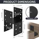 2PCS Black Caps Tie Bracket, Steel Post Anchor Connector, Mounting Joist Hanger Brackets for 4"x4" Wood Posts with Screws, for Deck