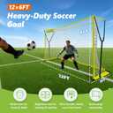 12x6 FT Soccer Goal for Backyard, Portable Soccer Goal Net with Ultra Stable Outward Angled Metal Frame, 7-ply Tetoron, Carry Bag, Ground Stakes - Easy Set Up for Youth & Adult Indoor Outdoor Practice