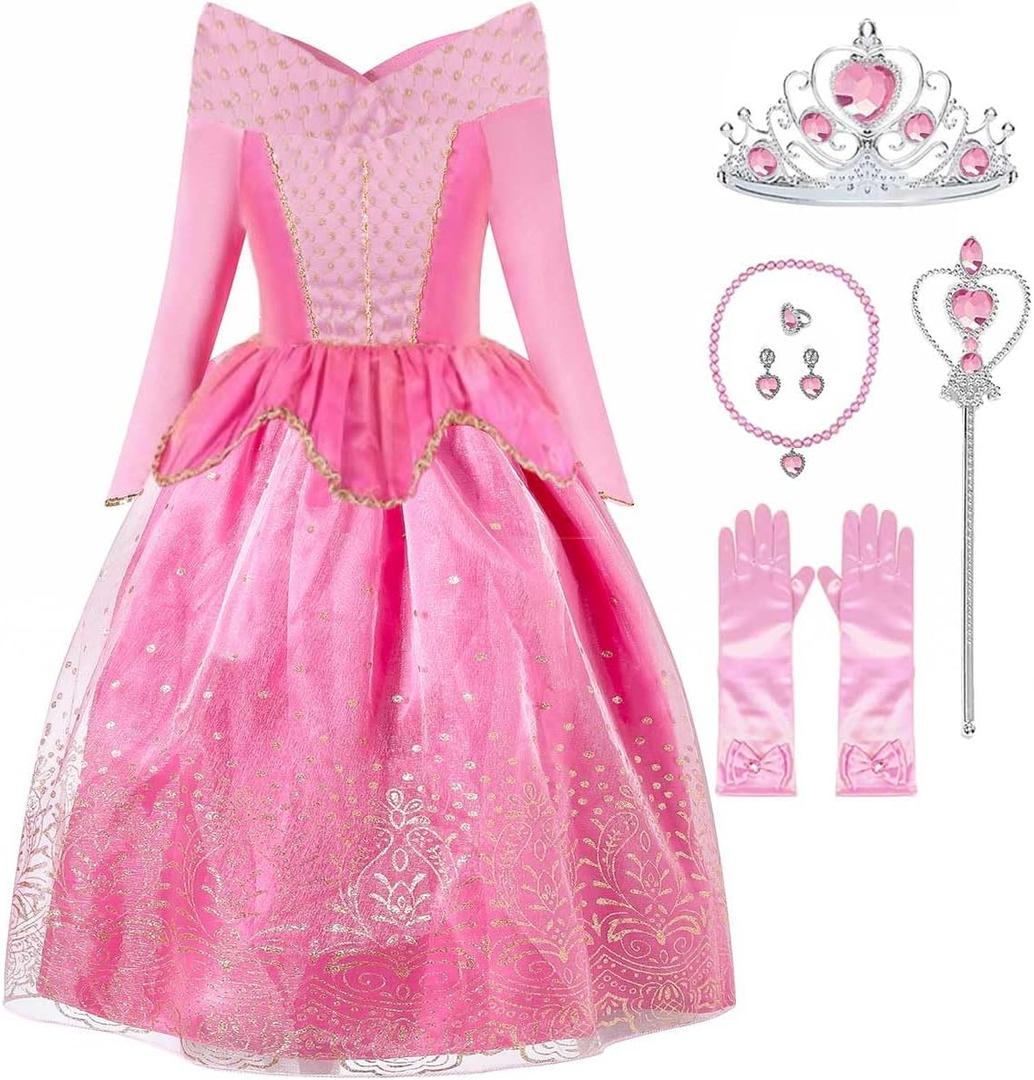 Little Girls Princess Costume Dress Up Cosplay for Carnival Halloween Party Pink (2-3 Years)