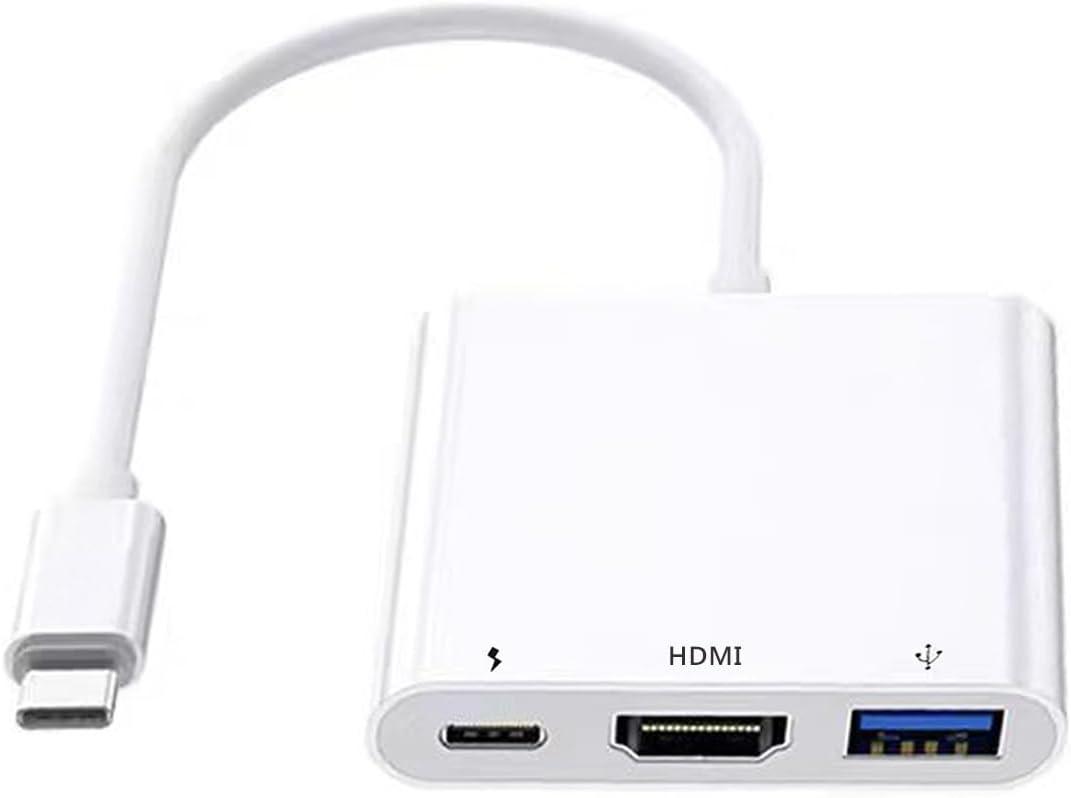 USB C to HDMI Multiport Adapter, USB C Digital AV Adapter for iPhone 15, Multiport AV Converter with 4K HDMI Output USB 3.0 Port & USB-C Fasting Charging Port Compatible for MacBook Pro, iPad Air (MR-White)