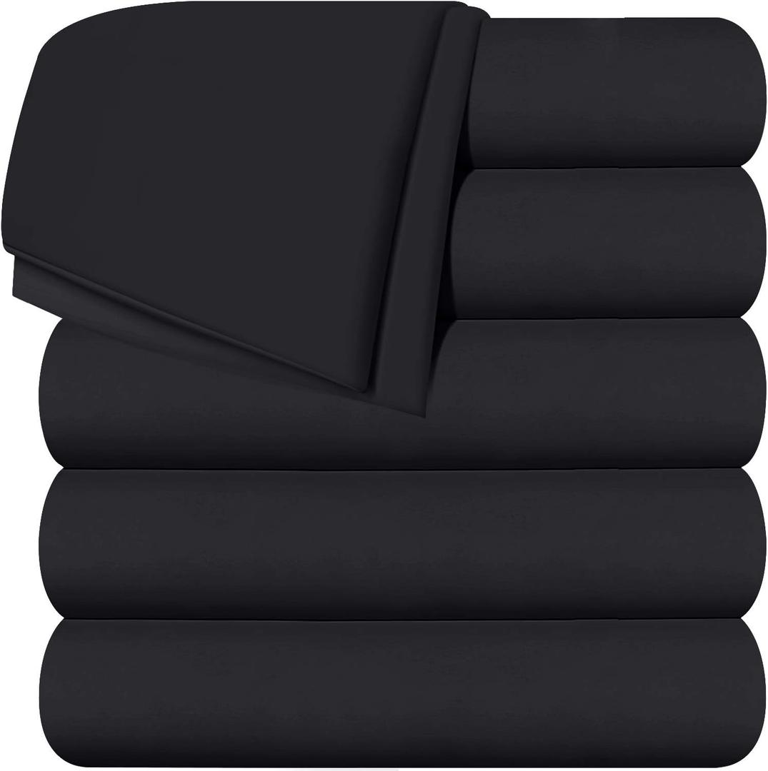 Utopia Bedding Flat Sheets - Pack of 6 - Soft Brushed Microfiber Fabric - Shrinkage & Fade Resistant Top Sheets - Easy Care (Queen, Black)