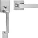 VEVOR Front Door Handle, Satin Nickel Square Handle Set with Lever Door Handle No Lock, Adjustable Hole Space, Entry Door Handle with Reversible for Right and Left Handed Entrance and Front Door (Satin Nickel-No lock)