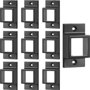 Zonon 20 Pcs 1" x 1" Black Aluminum Fence Brackets Standard Wall Mount for Rails Double Flange Metal Square Residential Black Flat Fence Brackets for Fencing Railing Mounting