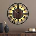 20 Inch Large Metal Wall Clock with Voice and Light Sensor Night Light, Glow in The Dark Non-Ticking Silent Battery Operated Decorative Oversized Wall Clock for Bedroom Living Room Decor