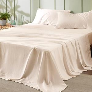 Bedsure Sheet Set - 4 Pieces Soft Queen Size Sheets - Breathable & Cooling - Hotel Luxury - Easy Care Polyester Microfiber Bedding for Women, Men, Beige  Size 81x96"