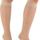Truform Sheer Compression Stockings, 15-20 mmHg, Women's Knee High Length, 20 Denier, Nude, Medium